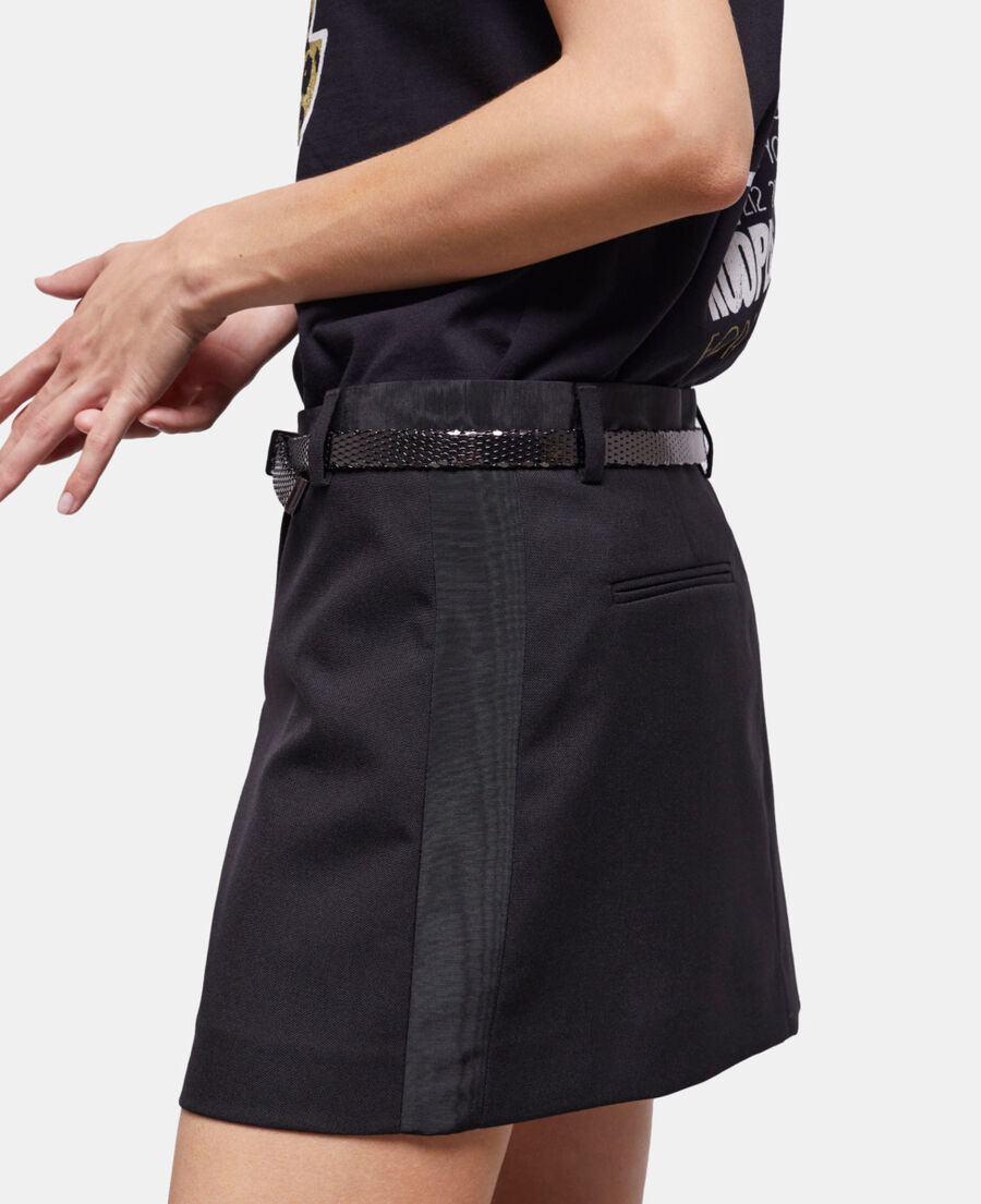 The Kooples DAMEN BLACK kurzer schwarzer rock aus wolle