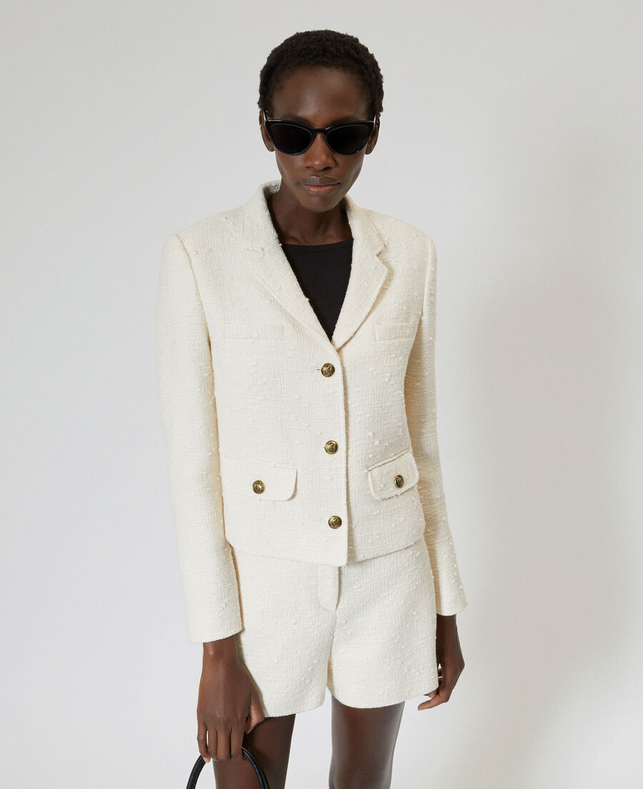 The Kooples FEMME ECRU veste tailleur en tweed &eacute;crue