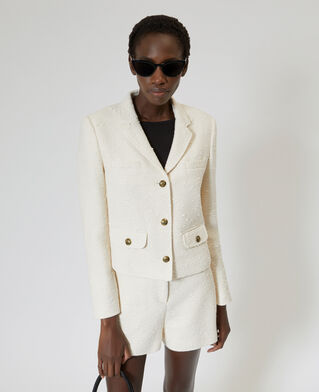 The Kooples FEMME ECRU veste tailleur en tweed &eacute;crue