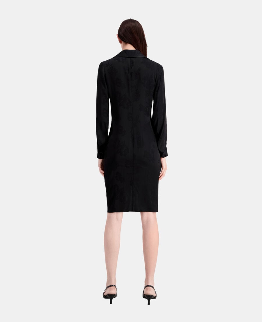 The Kooples FEMME BLACK robe noire mi-longue à fleurs avec fronces