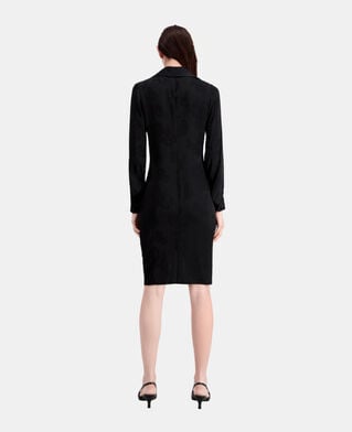 The Kooples FEMME BLACK robe noire mi-longue à fleurs avec fronces