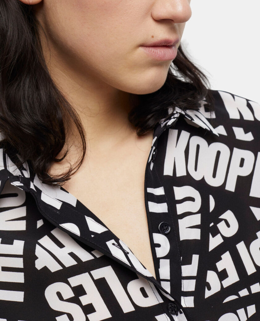 The Kooples FEMME BLACK / WHITE chemise fluide tape logo