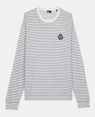 The Kooples MEN WHITE / BLUE blazon striped wool and cashmere sweater