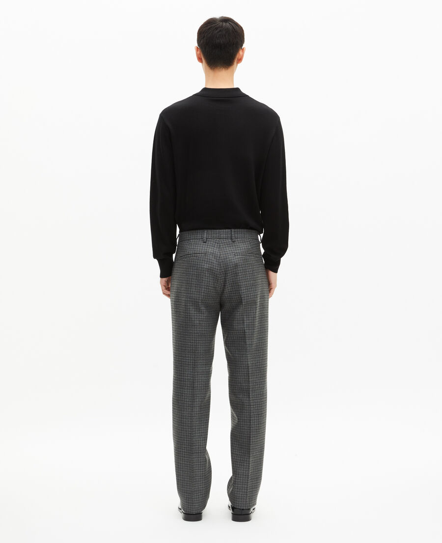 The Kooples H GREY black and grey houndstooth straight-leg suit pants