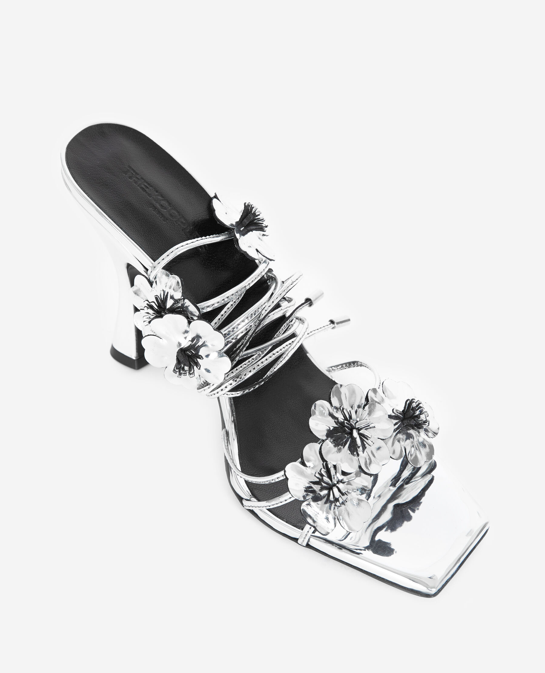 Silver flower shop heels