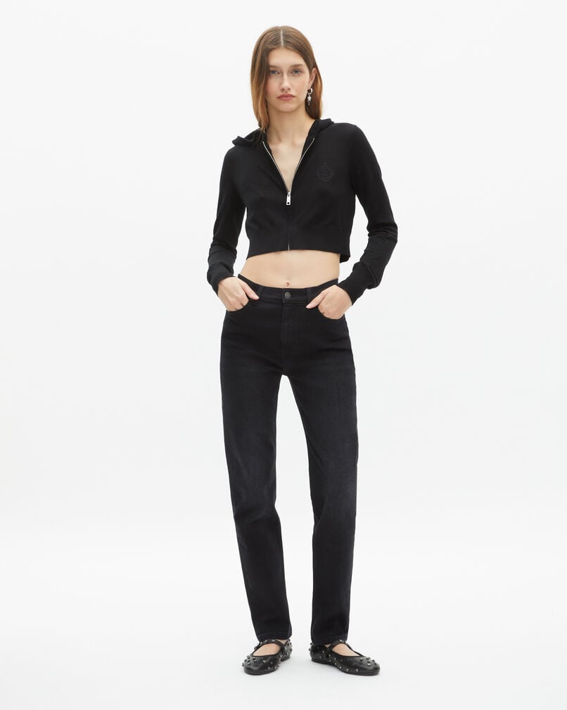 The Kooples FEMME BLACK cardigan à capuche en laine noir