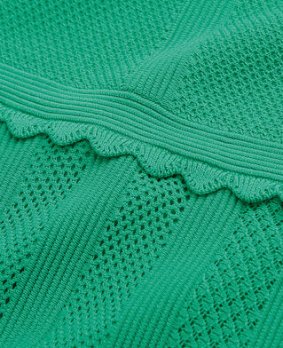 The Kooples FEMME GREEN robe longue verte en maille ajourée