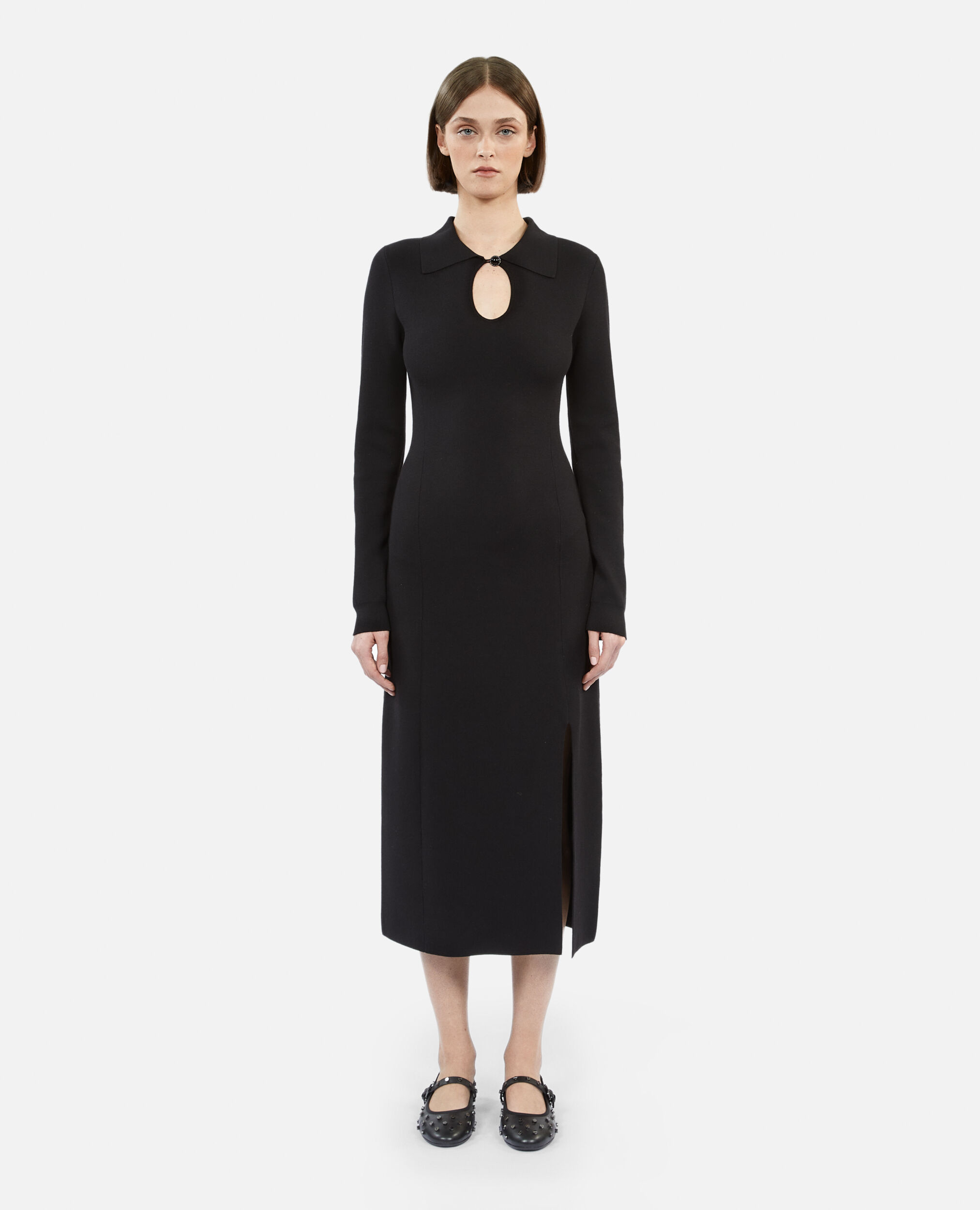 Long black knit dress, BLACK, hi-res image number null
