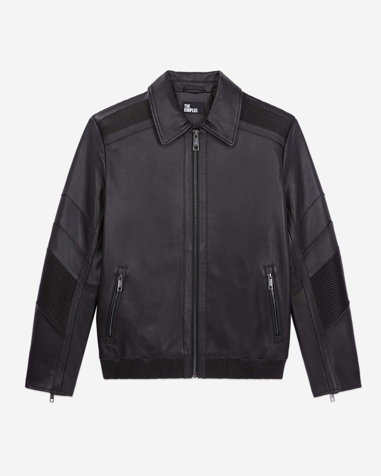 Black leather biker jacket, BLACK, hi-res image number null