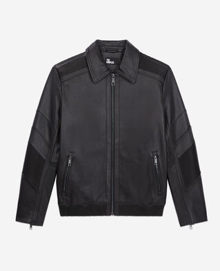 The Kooples HOMME BLACK blouson biker en cuir noir
