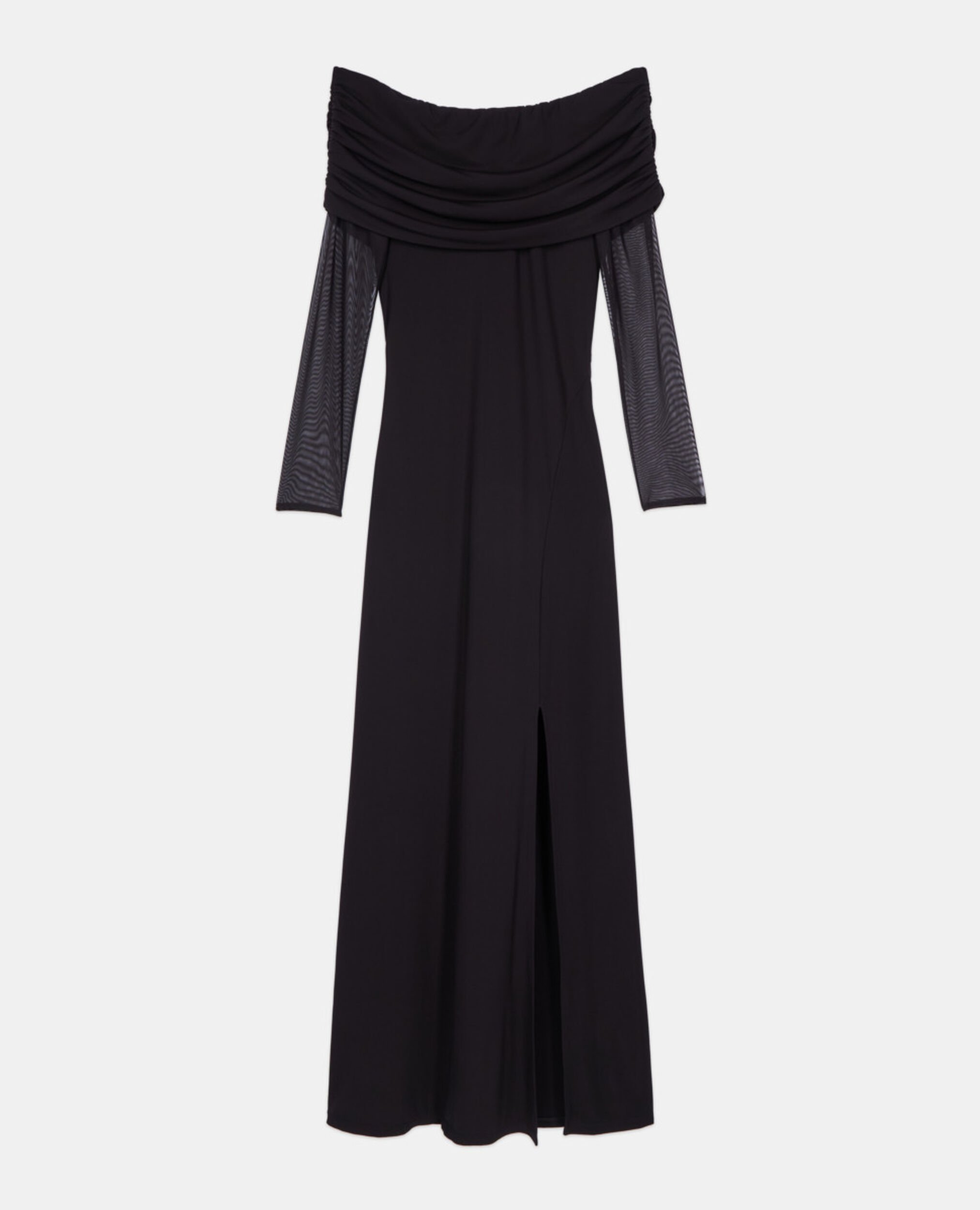 Black long jersey dress, BLACK, hi-res image number null