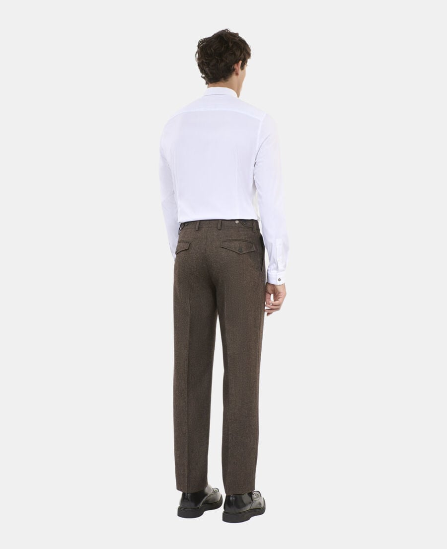 The Kooples HOMME BROWN pantalon de costume en laine mélangée marron