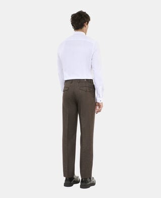 The Kooples HOMME BROWN pantalon de costume en laine mélangée marron