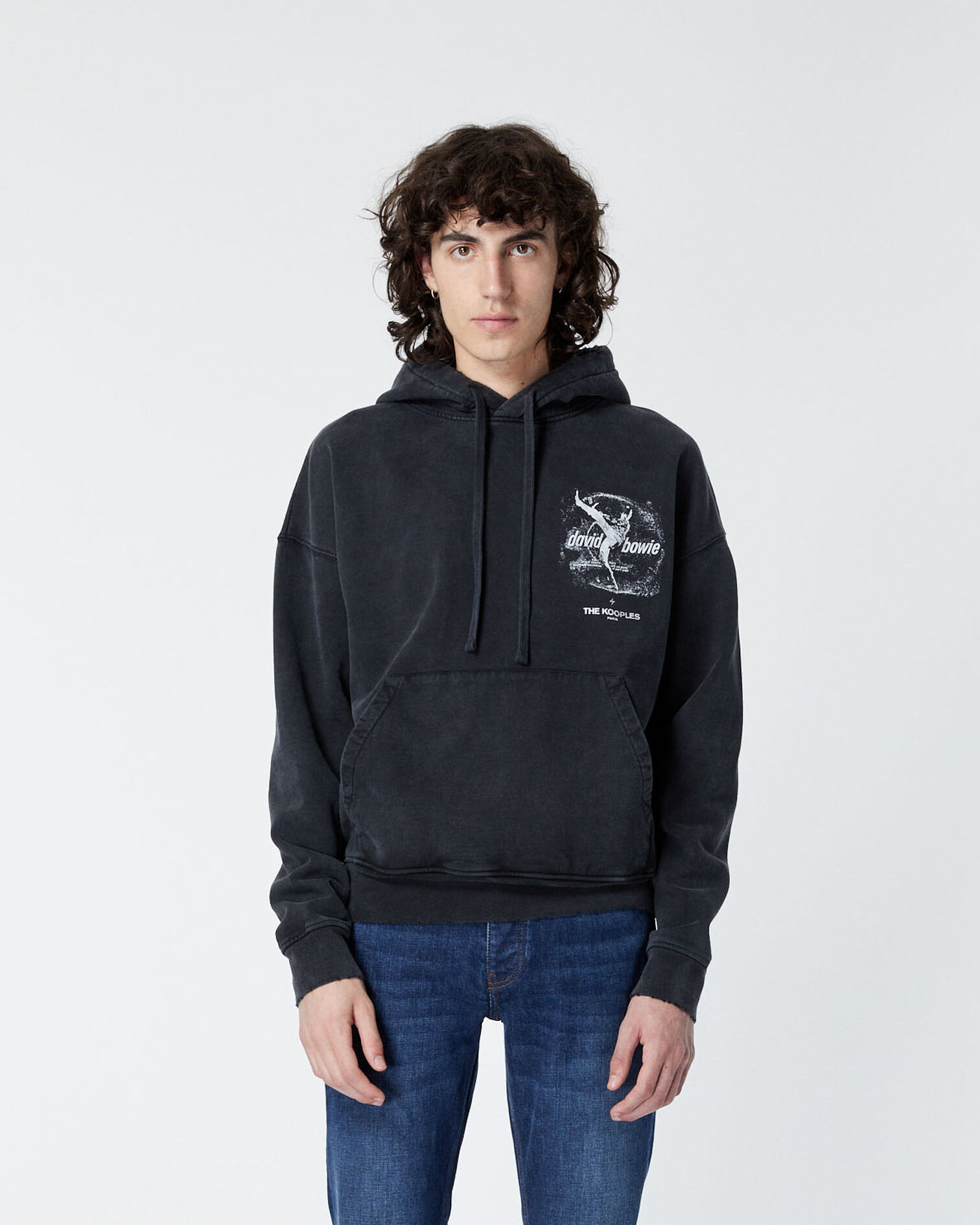 Black David Bowie printed cotton sweatshirt, BLACK WASHED, hi-res image number null
