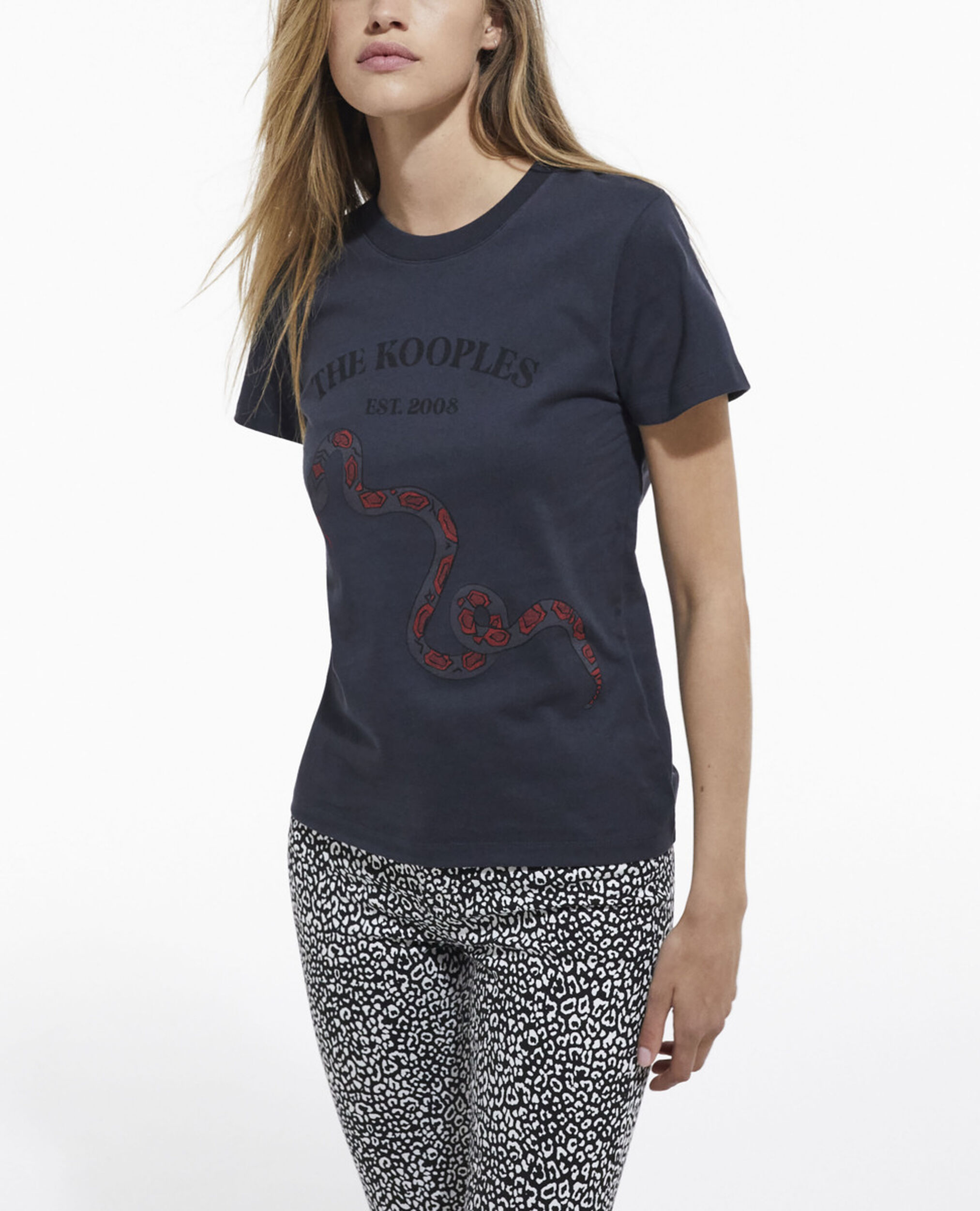 Black T-shirt with screen print, STONE, hi-res image number null