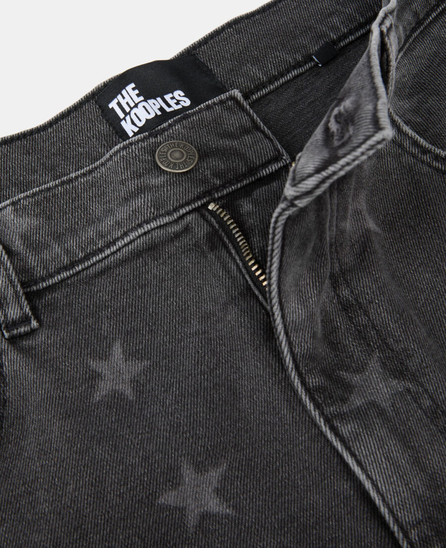 The Kooples H BLACK WASHED star printed straight-leg jeans