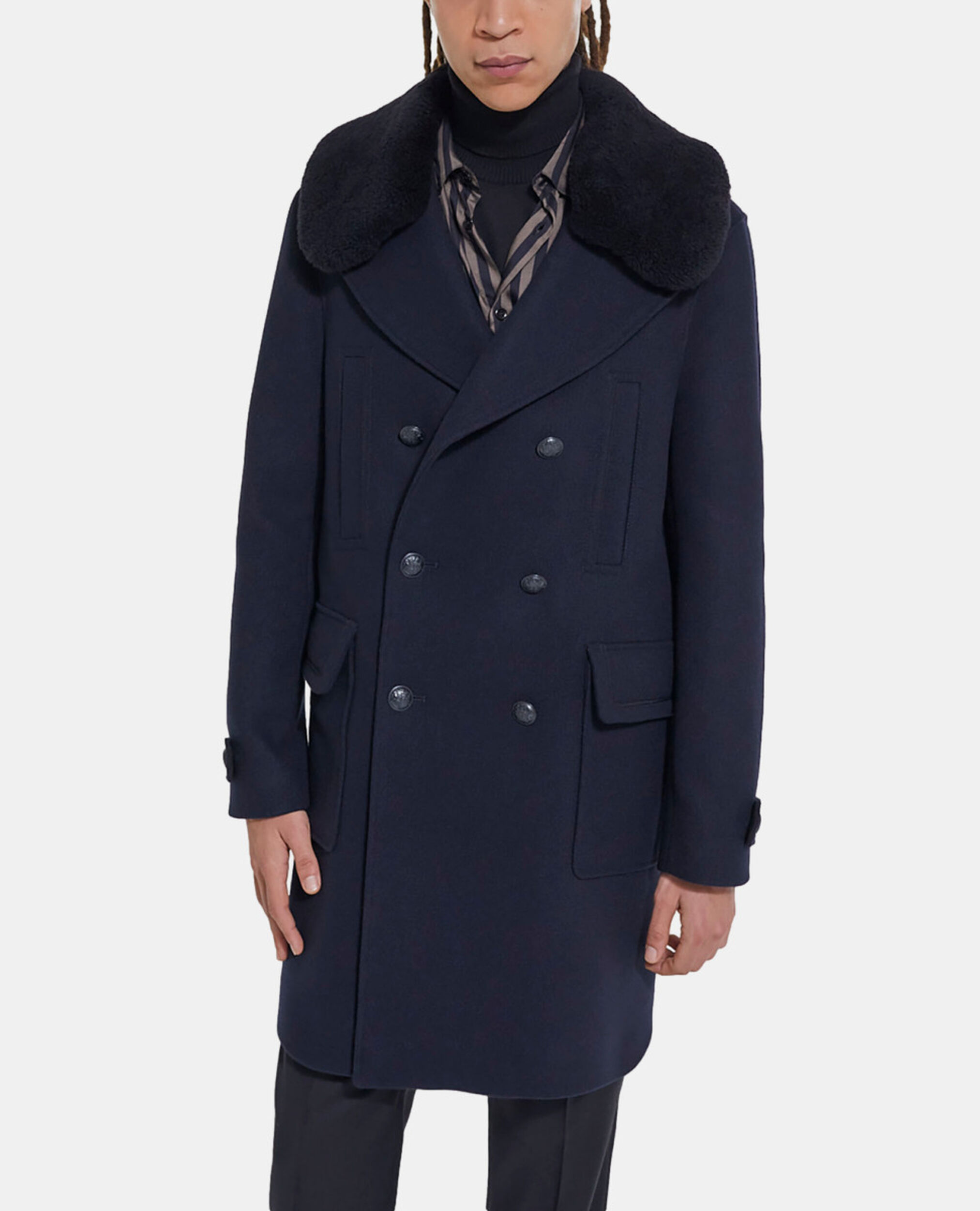 Navy blue wool coat, DARK NAVY, hi-res image number null