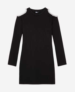 The Kooples FEMME BLACK robe courte détails épaules noire