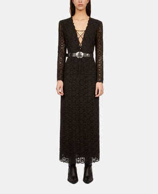 The Kooples F BLACK black leather belt with metallic inserts