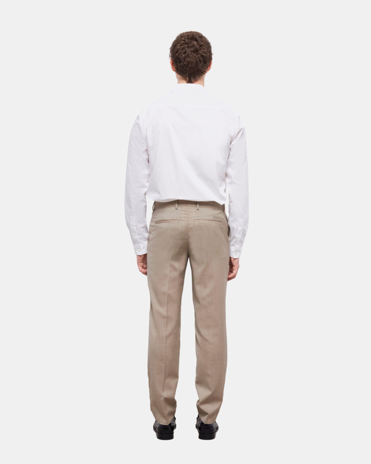 The Kooples MEN BEIGE MELANGE beige end-on-end wool suit pants