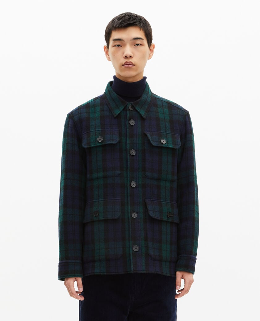The Kooples HOMBRE GREEN / BLACK sobrecamisa de tartán verde oscuro