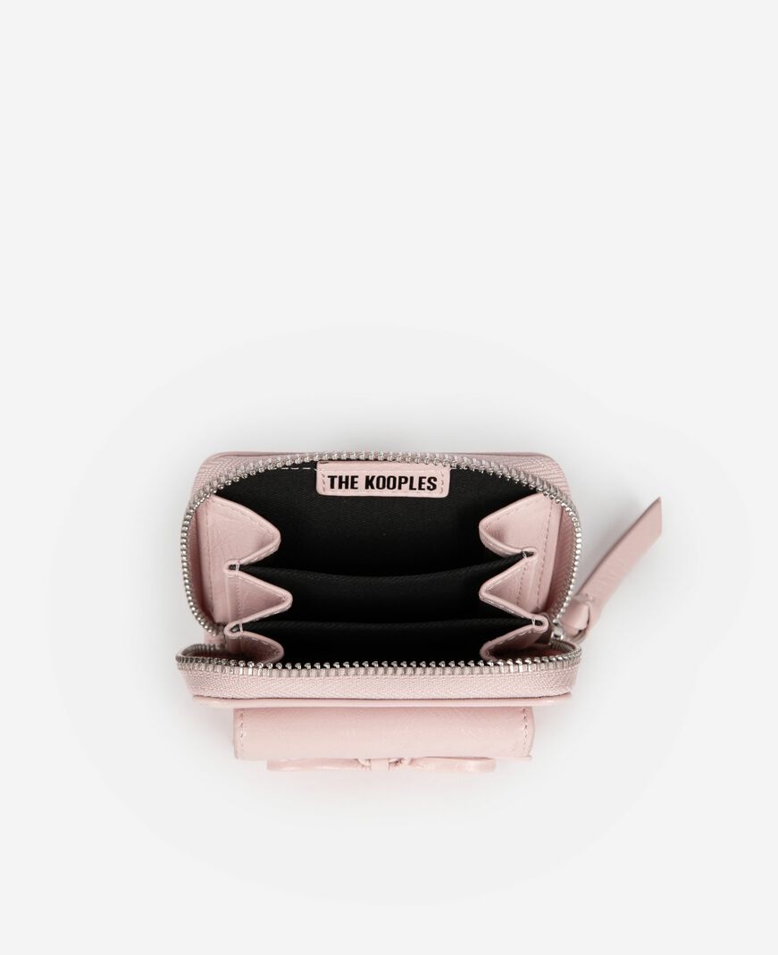 The Kooples FEMME PINK porte monnaie amelia en cuir rose