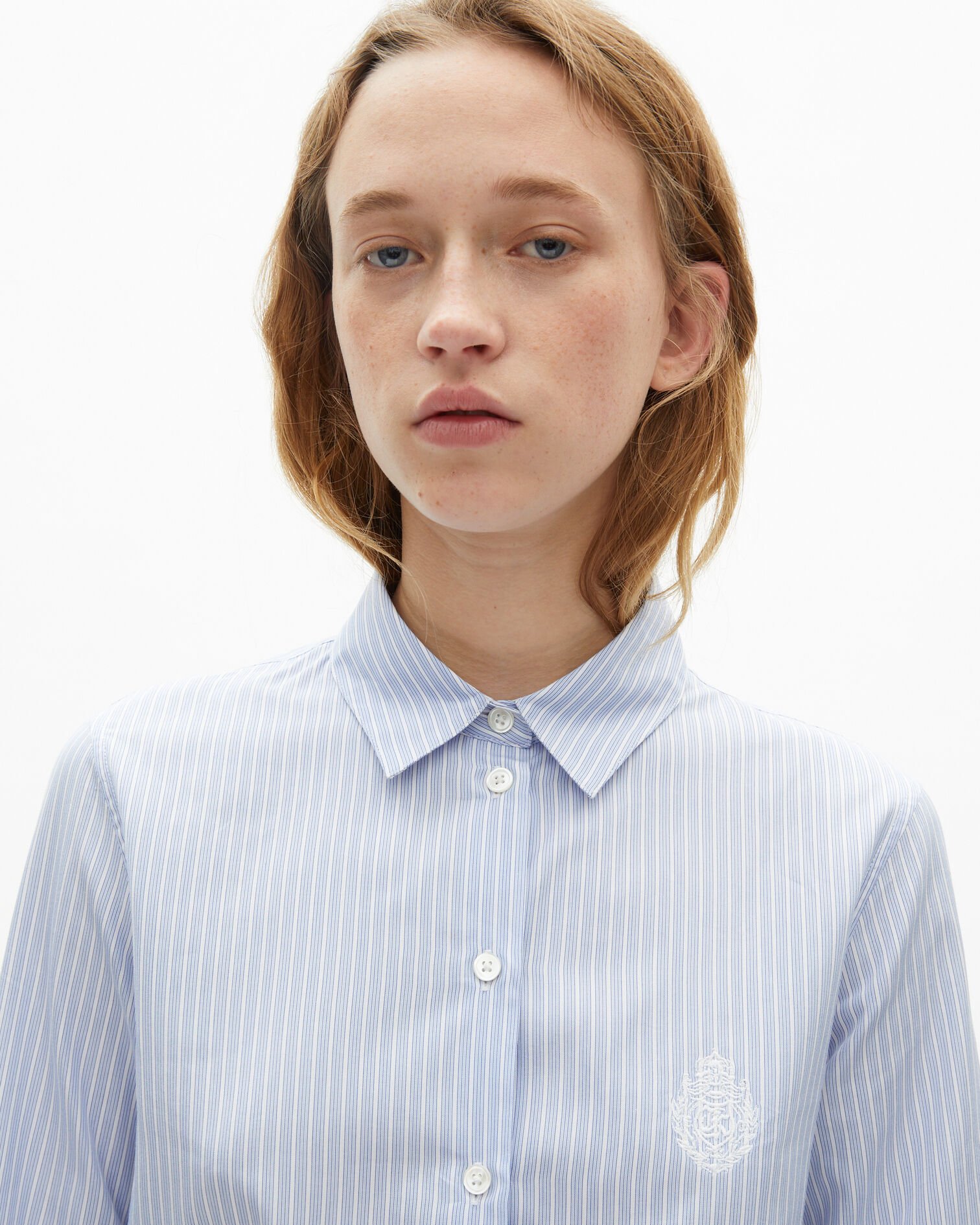 Blue poplin striped shirt, BLUE / WHITE, hi-res image number null