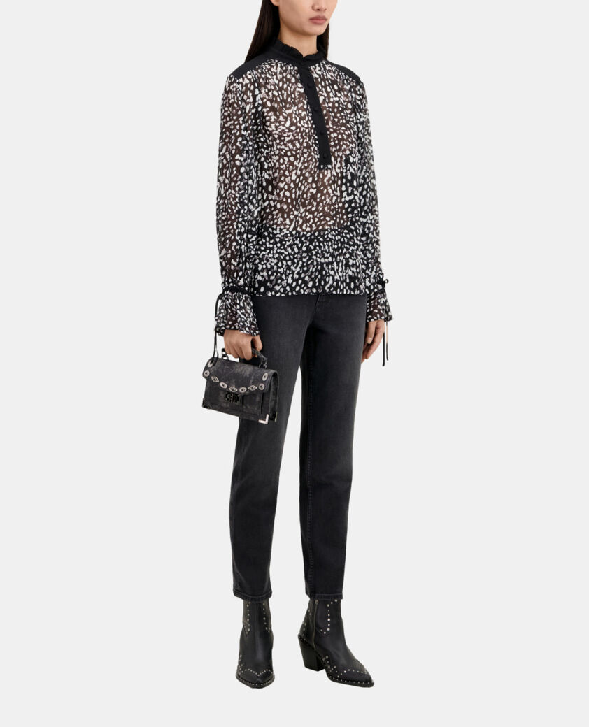 The Kooples FEMME BLACK WHITE top imprimé avec détails contrastés