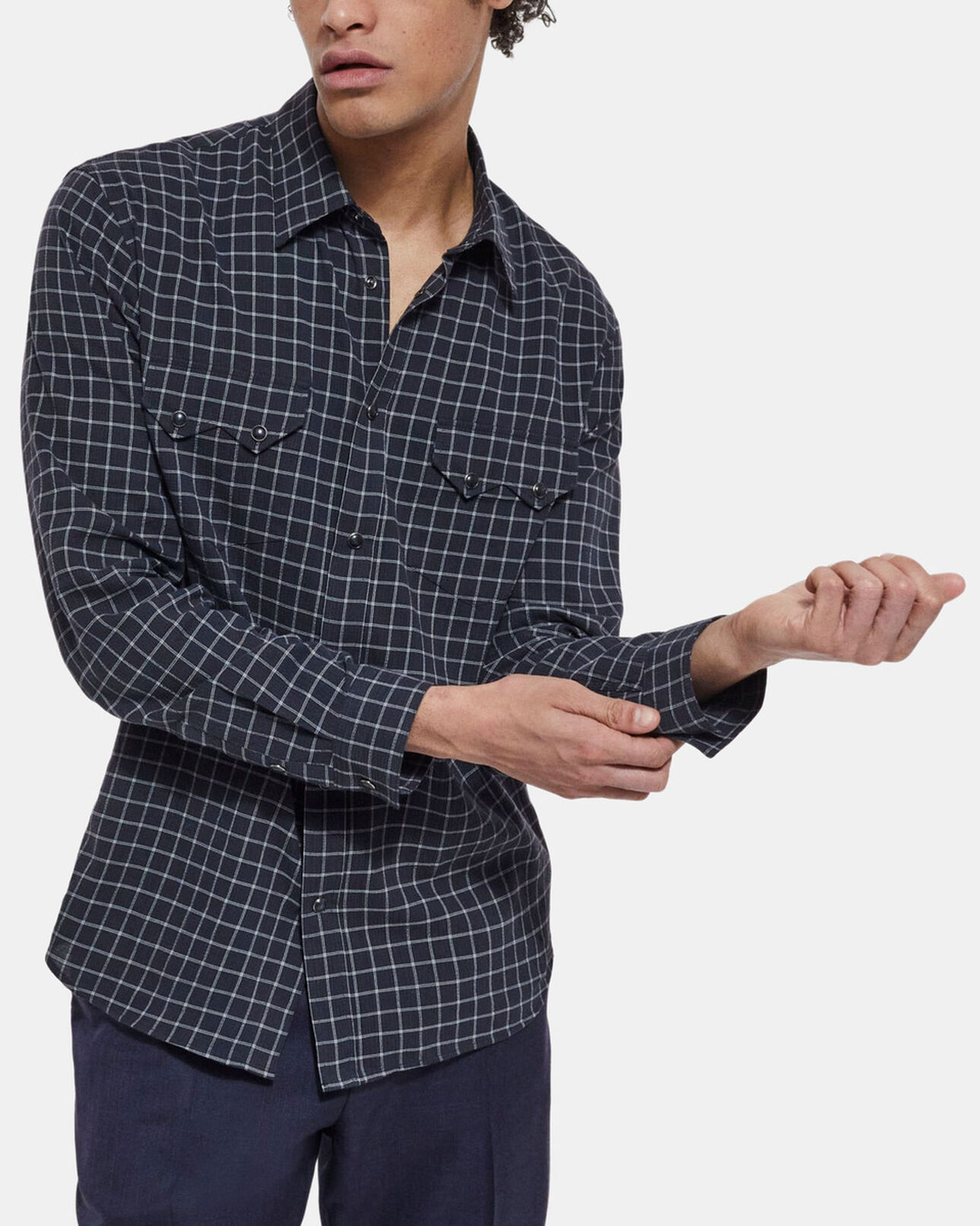 The Kooples MEN DARK GREY check shirt with classic collar
