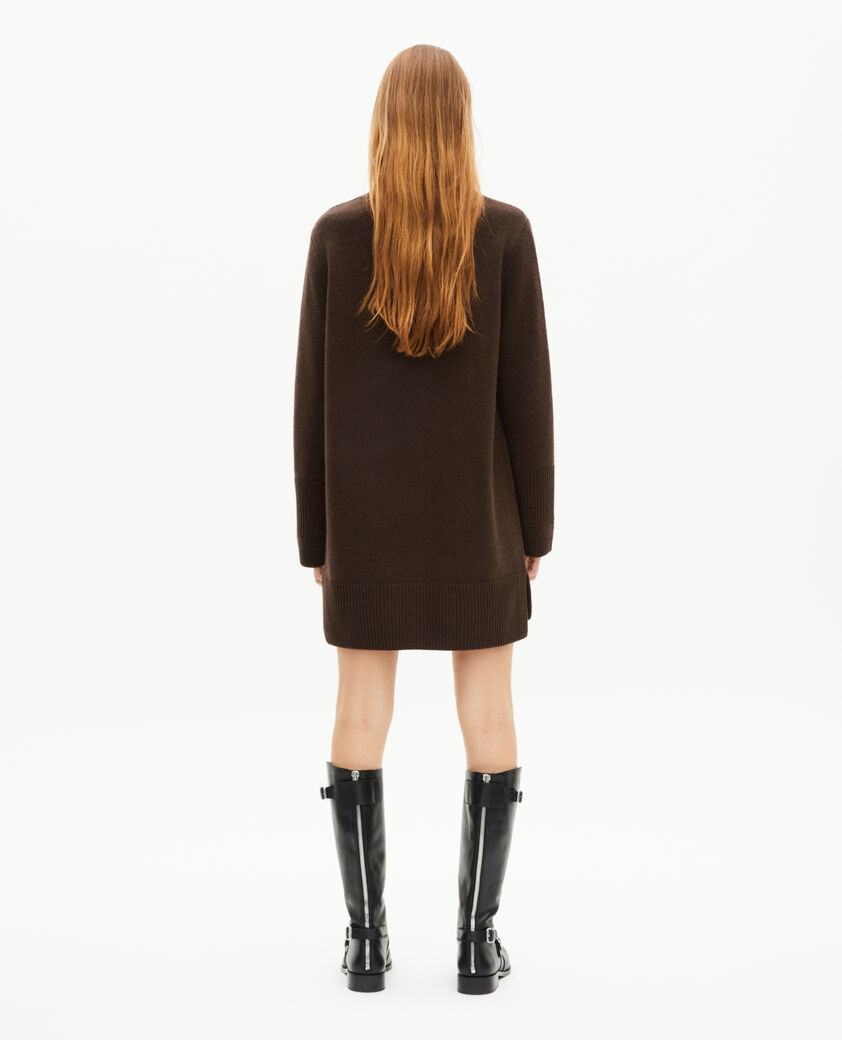 The Kooples WOMEN BROWN short dress in brown wool