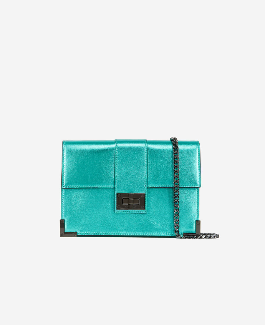 medium emily clutch bag in green leather