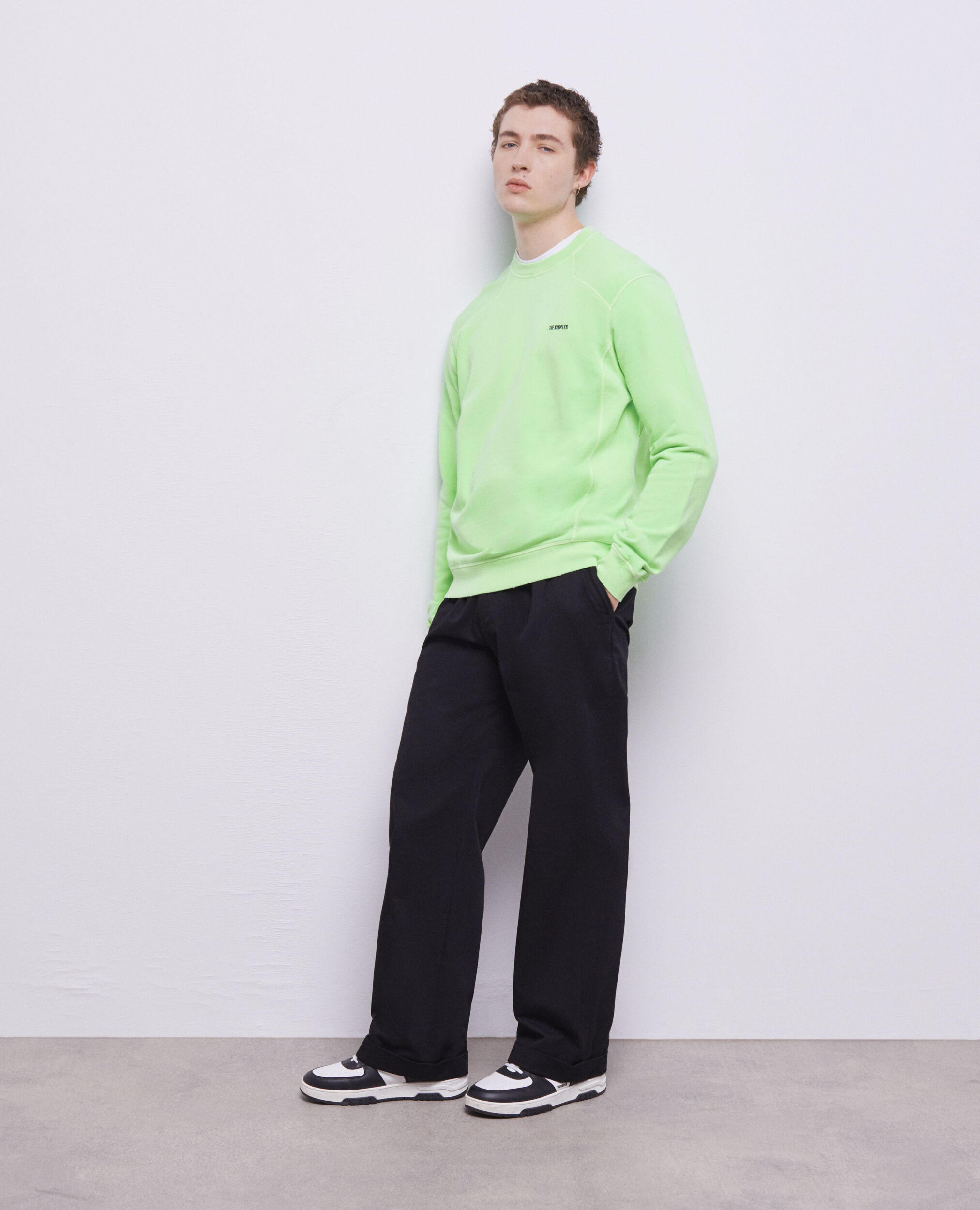 Neongrünes Sweatshirt mit Logo, VERT FLUO, hi-res image number null