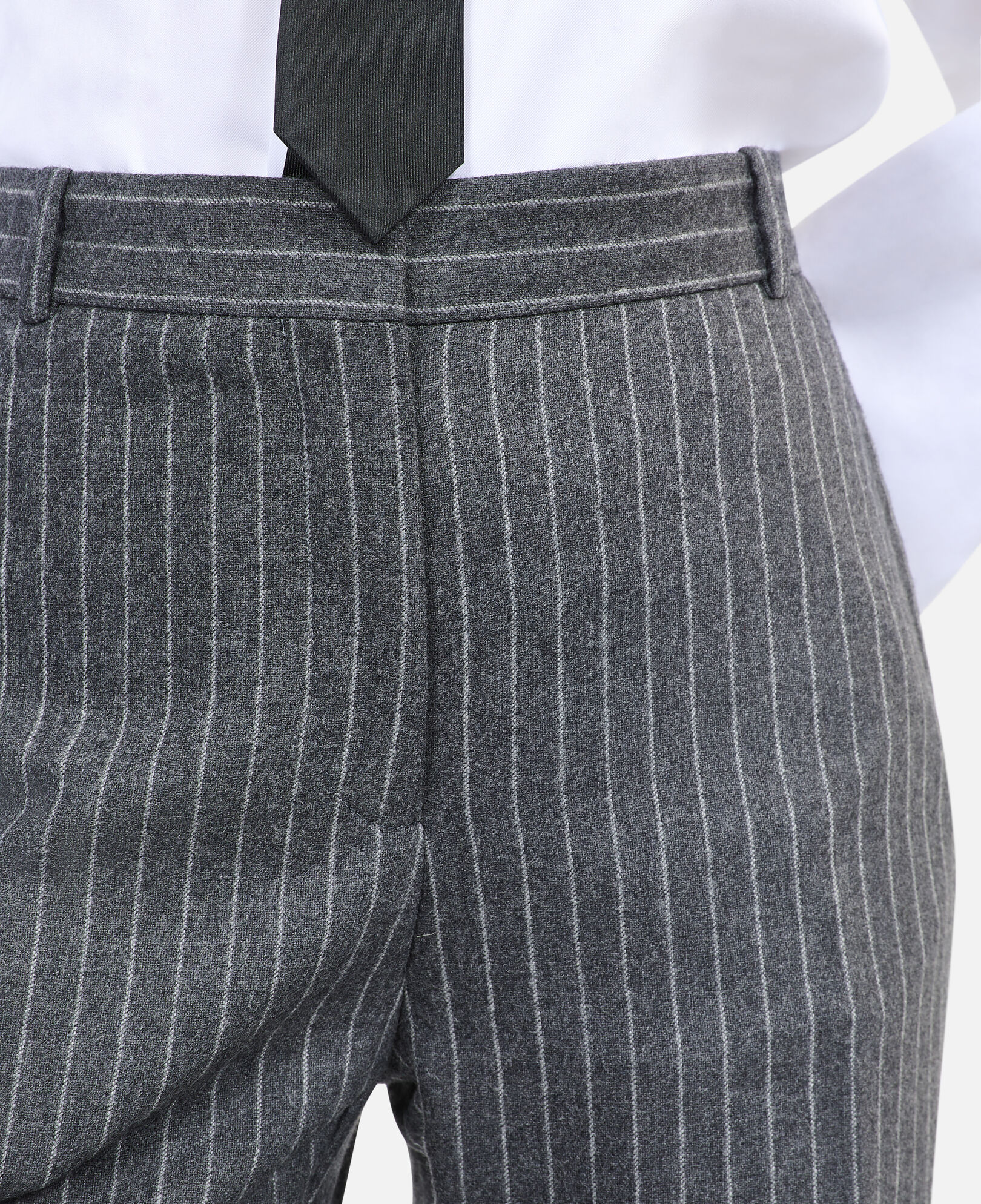 The Kooples WOMEN LIGHT GREY straight striped tailored pants