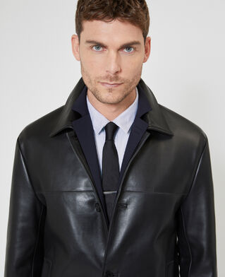 The Kooples HOMME BLACK blouson en cuir &agrave; boutons noir
