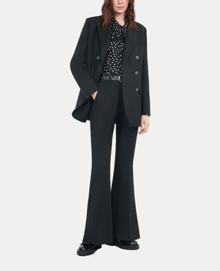 The Kooples FEMME BLACK pantalon tailleur en laine m&eacute;lang&eacute;e noir