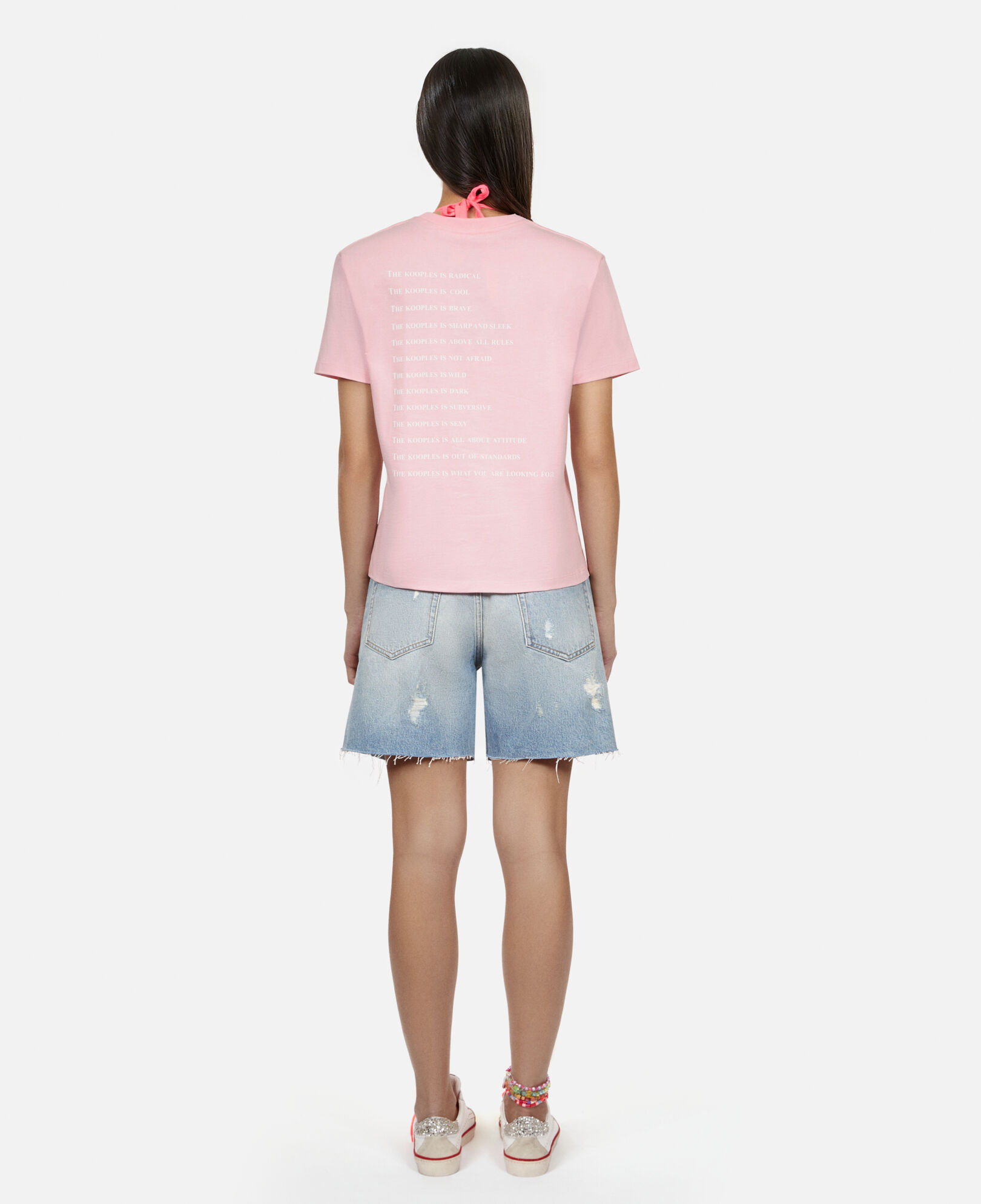 The Kooples F POWDER PINK pink what is t-shirt with rhinestones