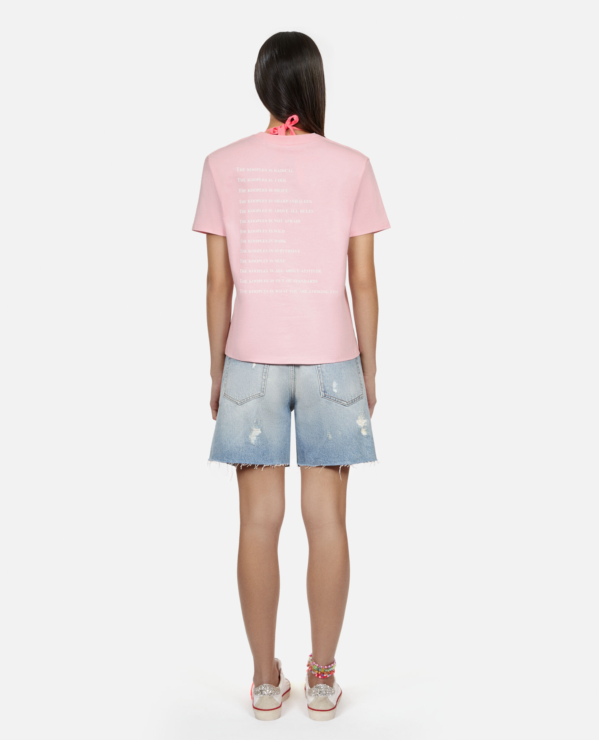 Pink What is t-shirt with rhinestones, POWDER PINK, hi-res image number null