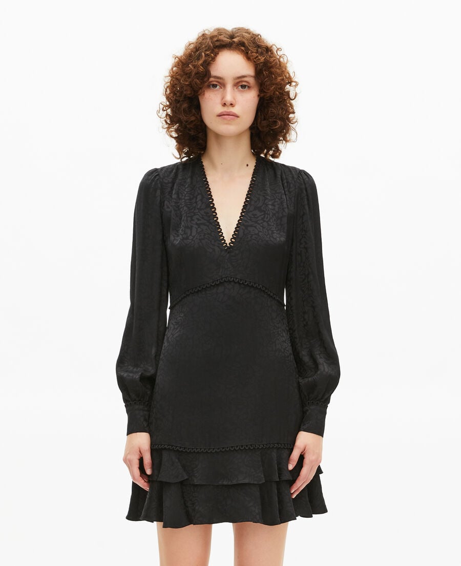 The Kooples F BLACK short black leopard jacquard dress