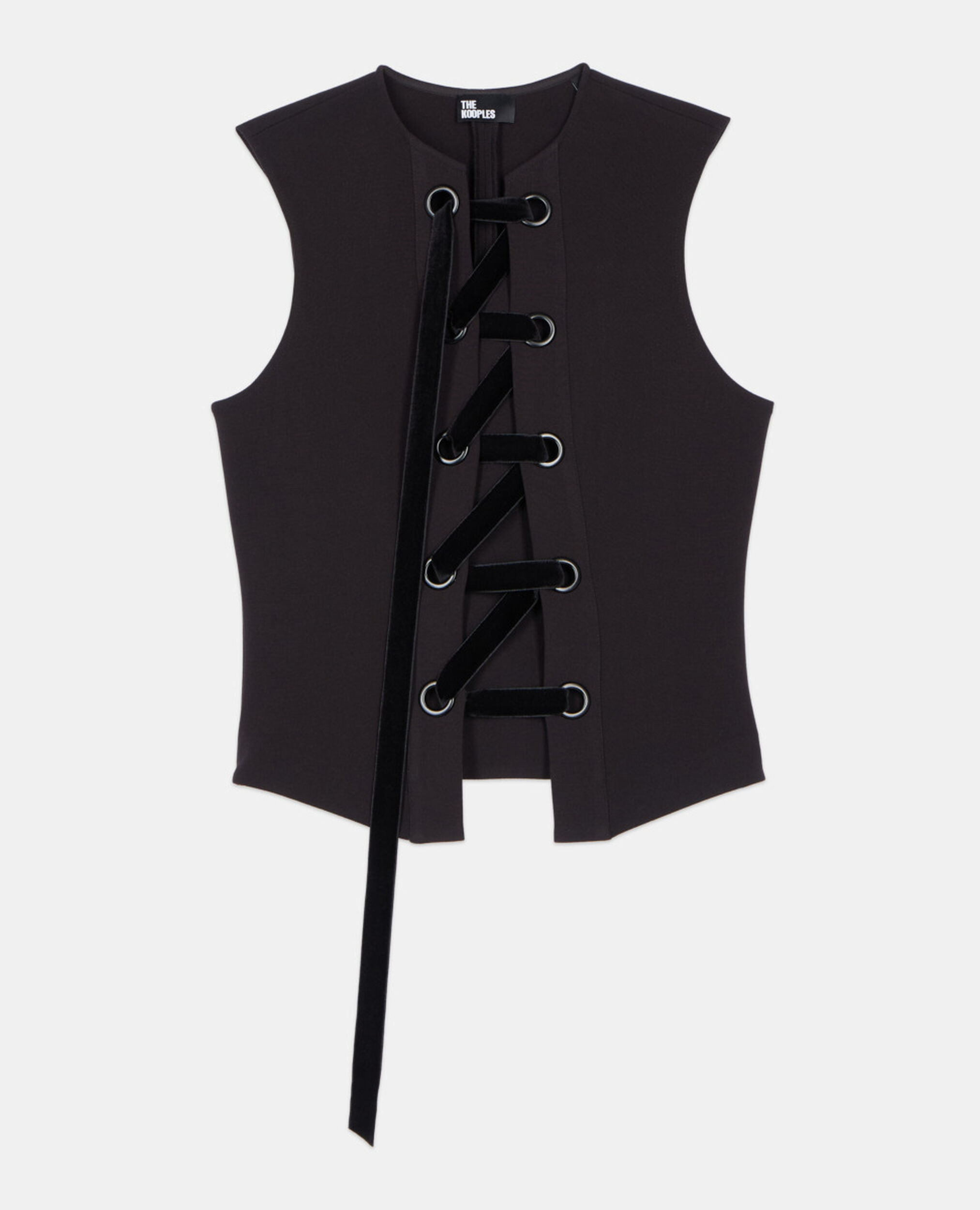 Black top with lacing, BLACK, hi-res image number null