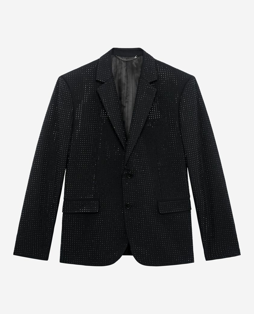 The Kooples HERREN BLACK schwarze jacke mit strasssteinen