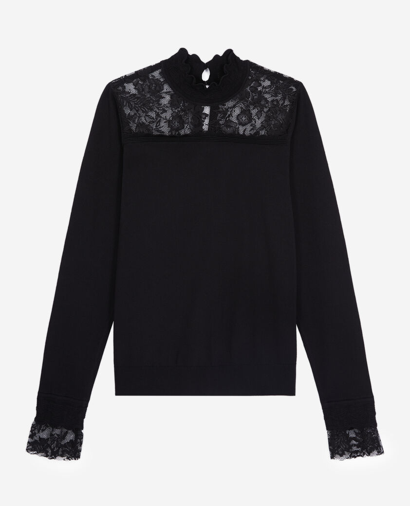 The Kooples WOMEN BLACK black sweater with lace details