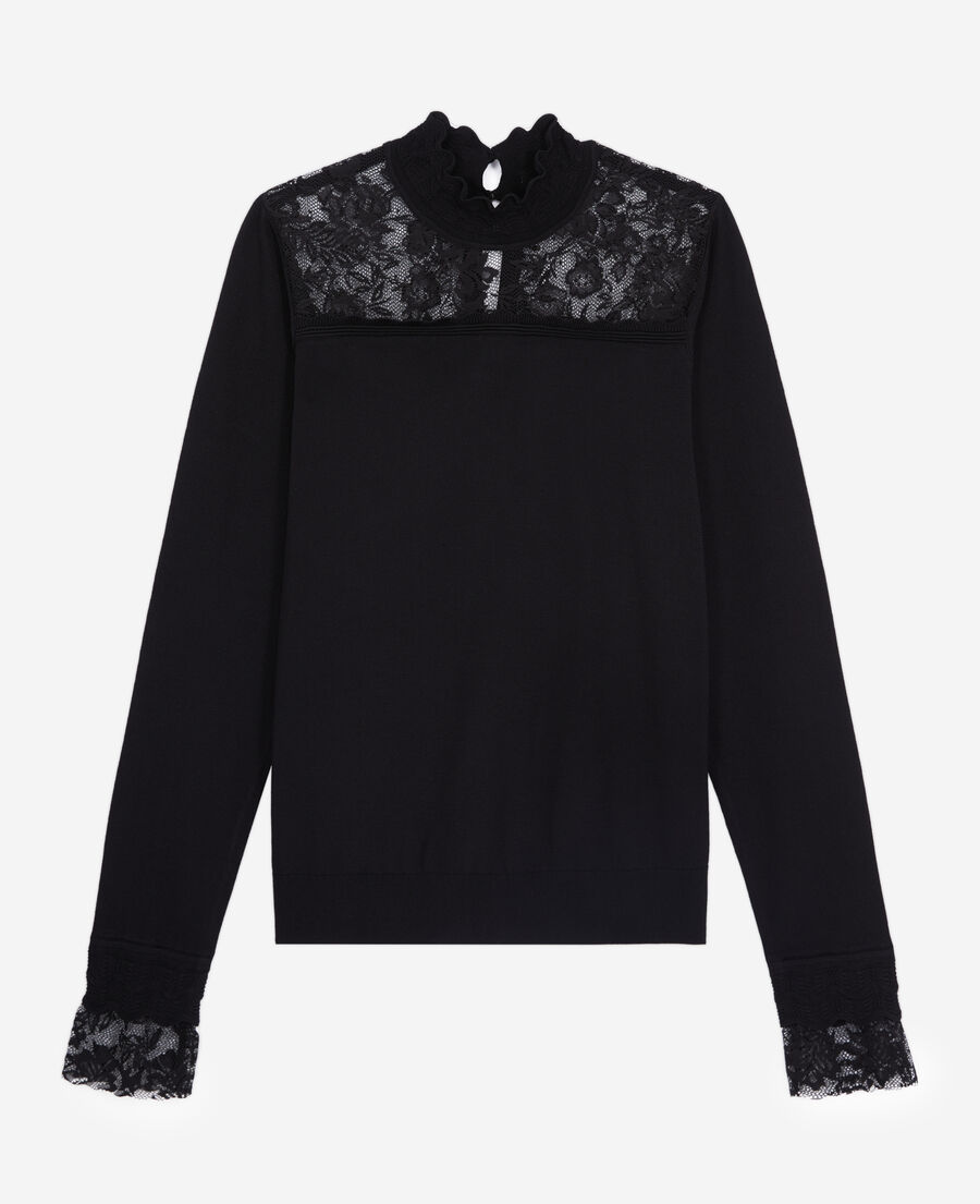 The Kooples F BLACK black sweater with lace details
