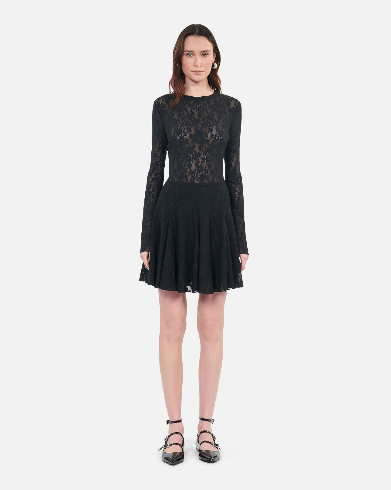 The Kooples WOMEN BLACK short black lace skater dress