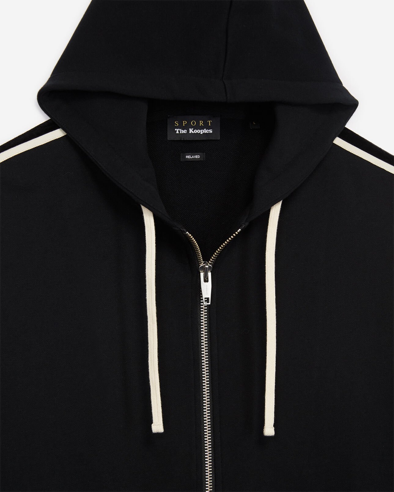 The Kooples HOMME BLACK sweat noir zippé à capuche en molleton