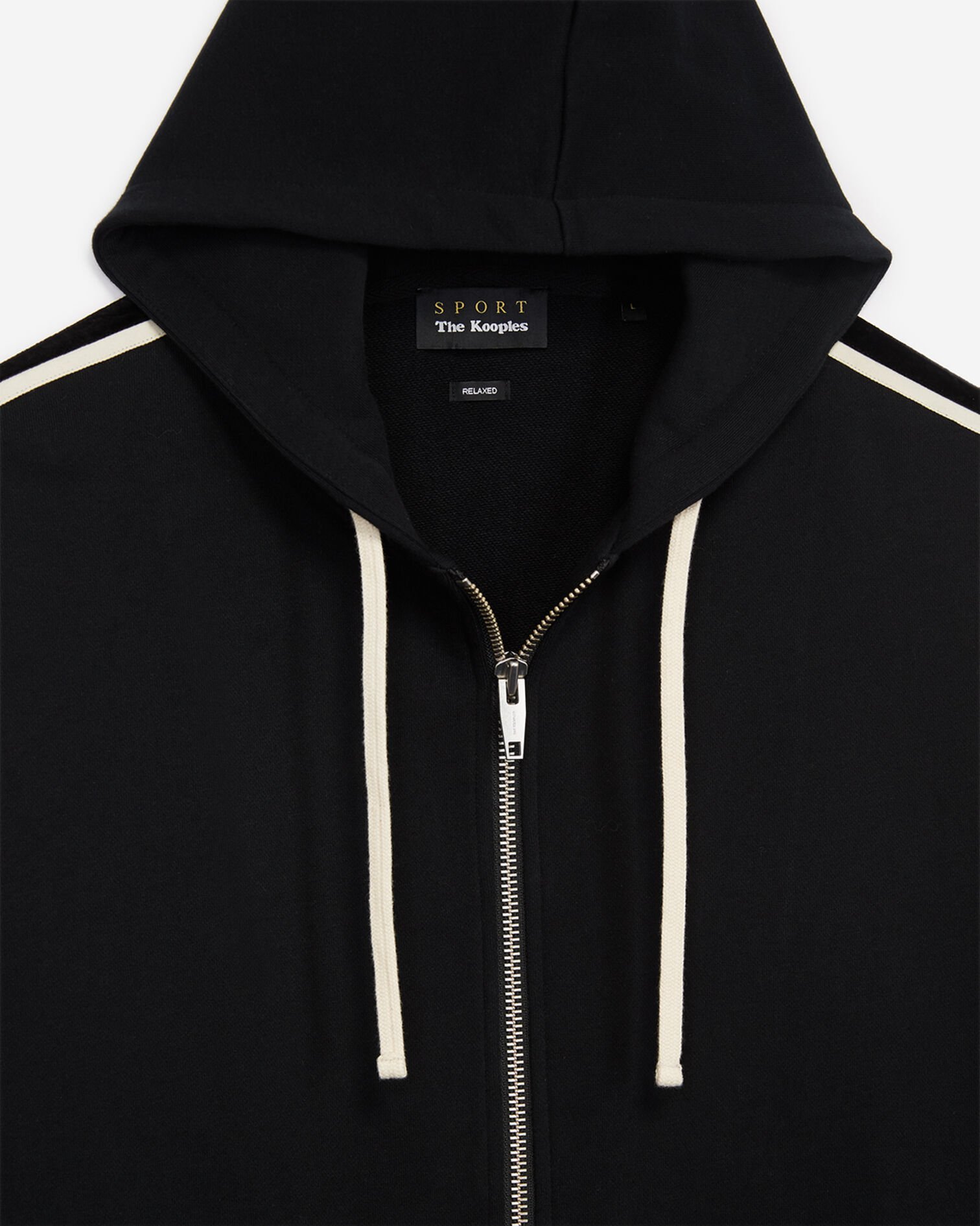 Sweat noir zippé à capuche en molleton, BLACK, hi-res image number null