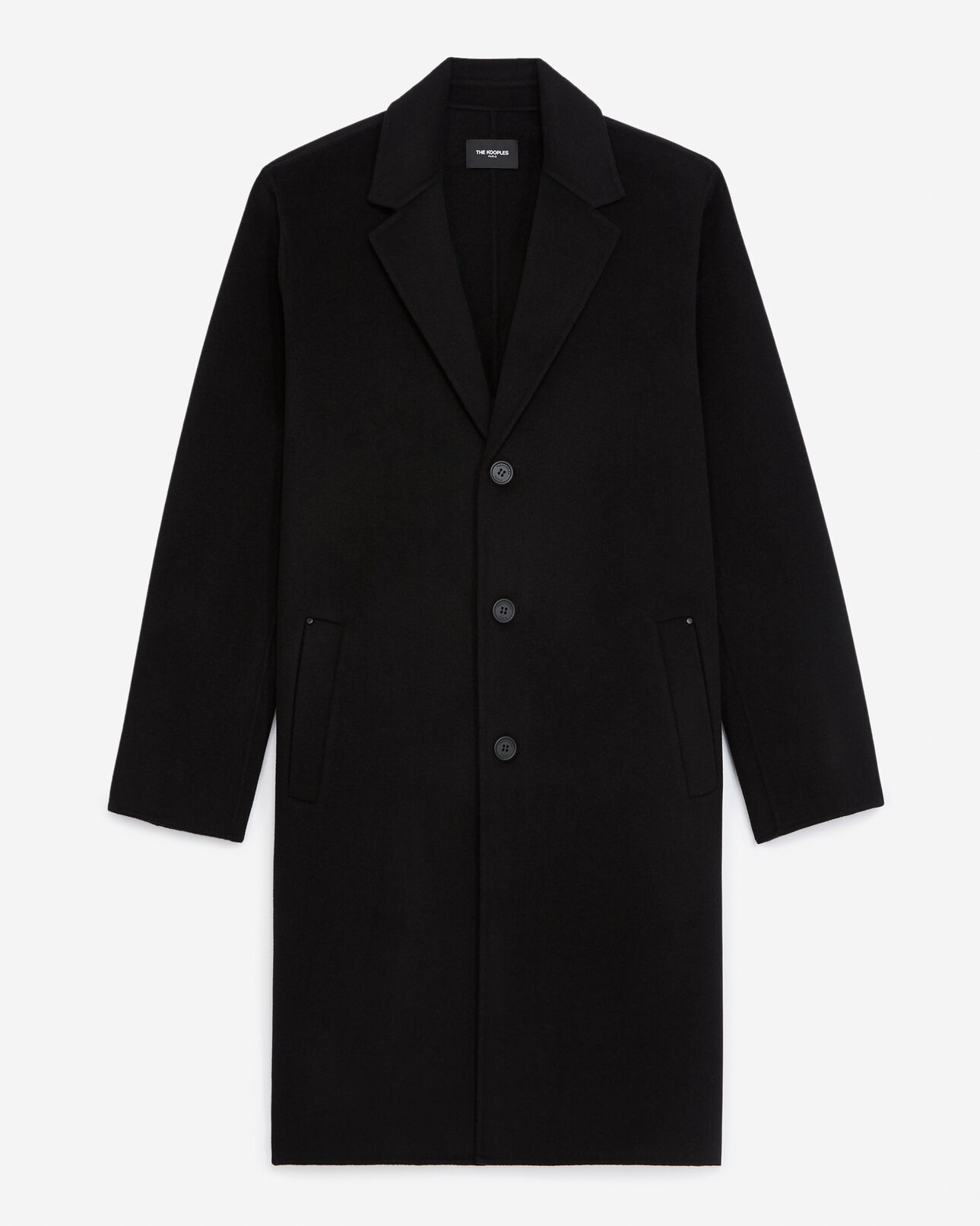 The Kooples MEN BLACK double-faced black wool coat