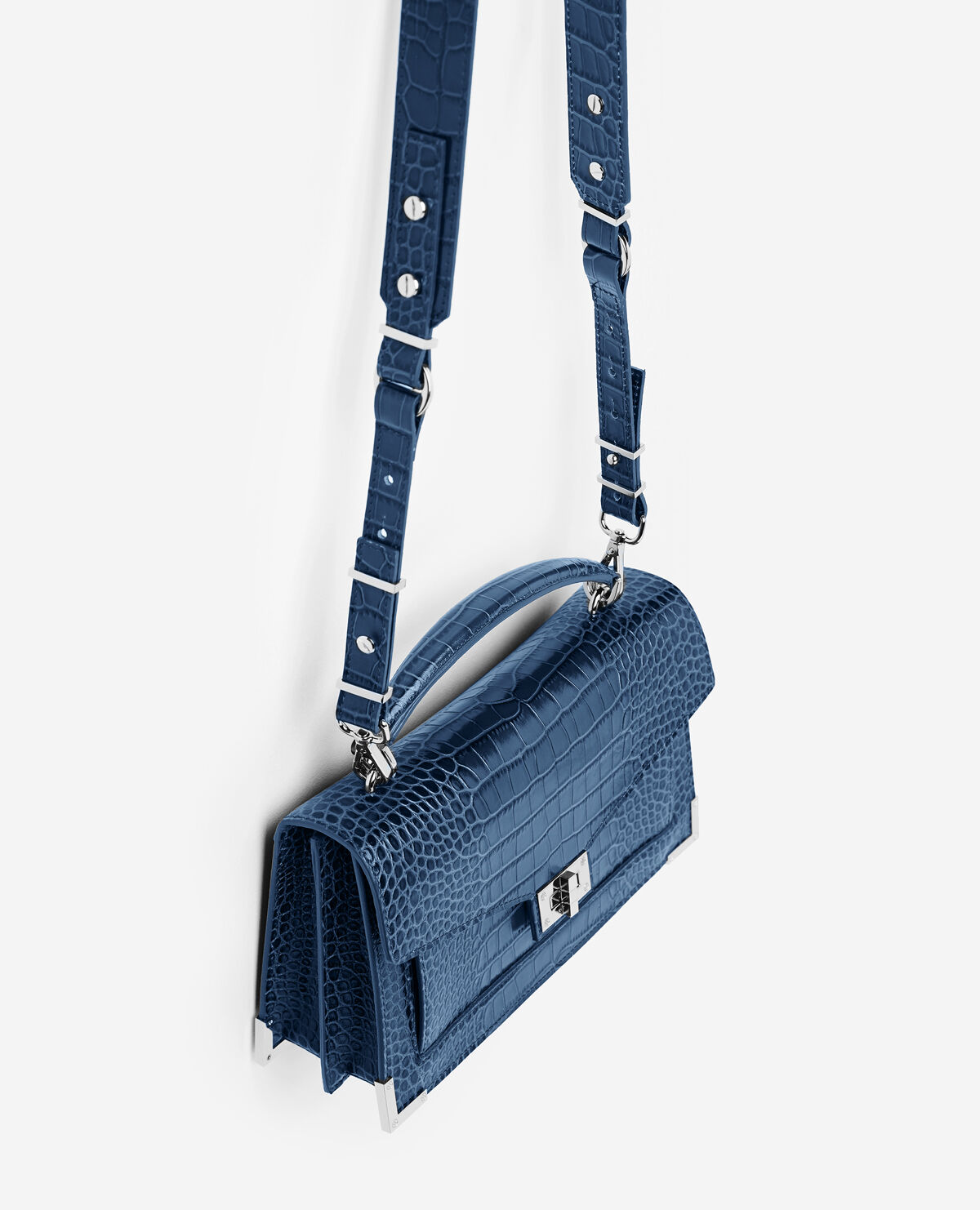 Medium Emily bag in navy blue mock croc The Kooples US