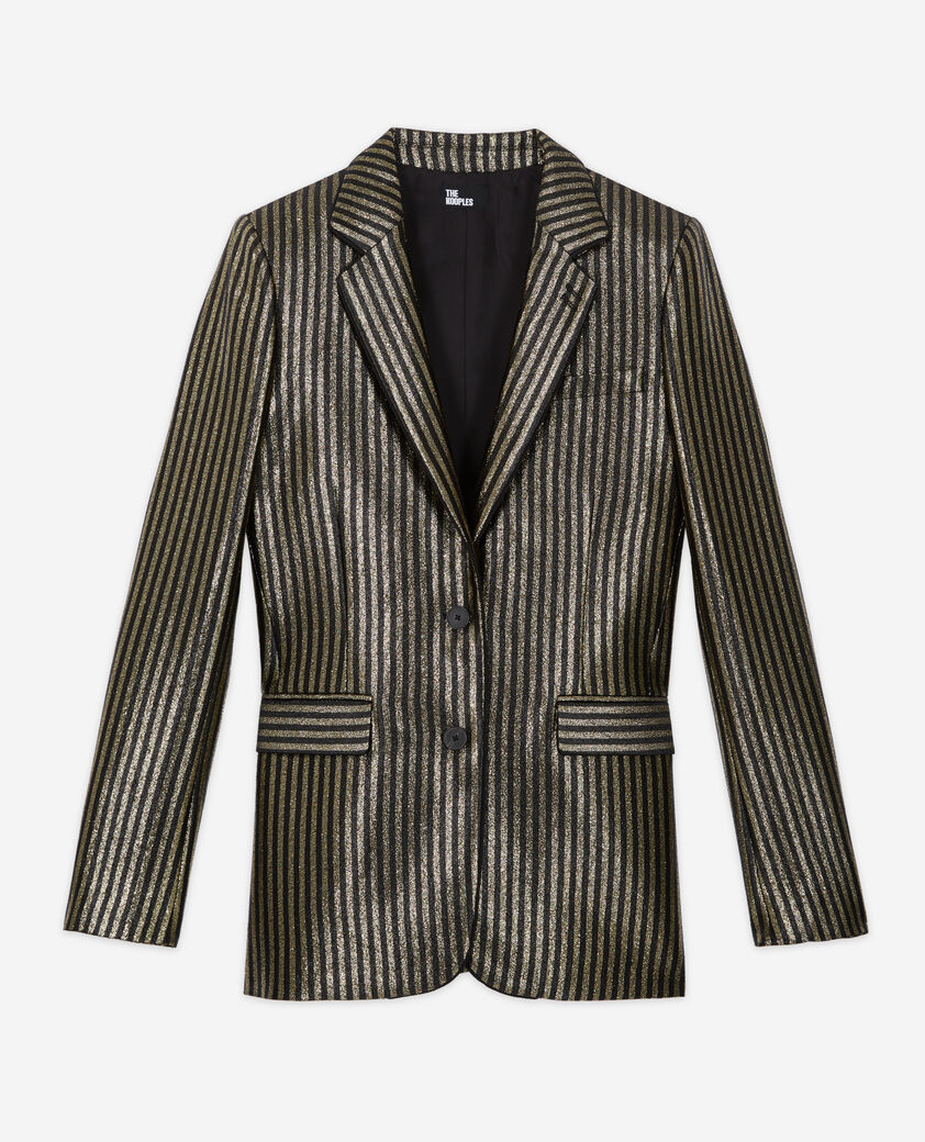 The Kooples WOMEN BLACK / GOLD jacket with gold stripes