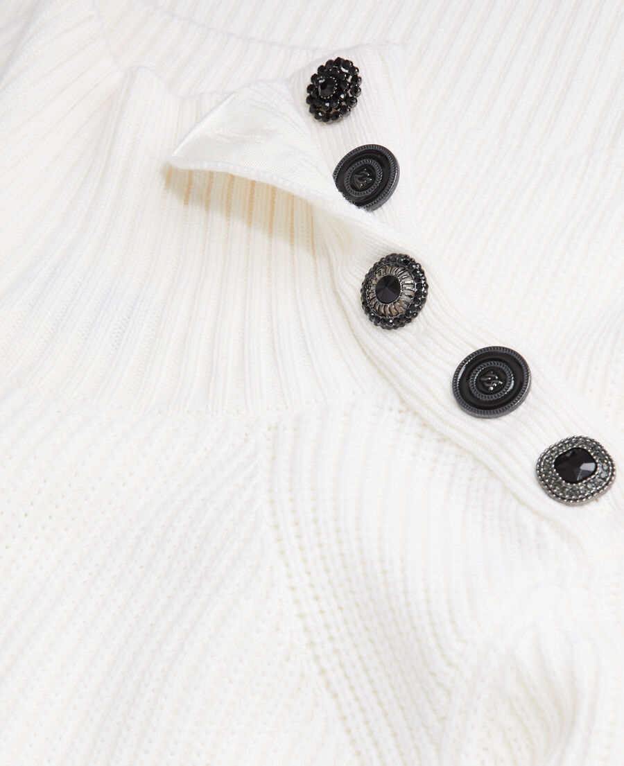 ecru wool sweater with bijou buttons