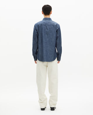 The Kooples MEN BLUE ELECTRIC blue raw denim shirt